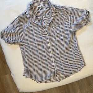 Madewell Striped Button Down Short Sleeve Shirt